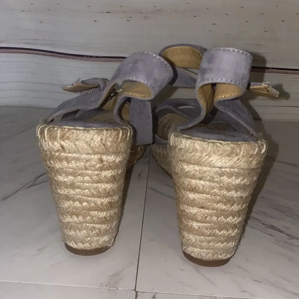 Splendid Leather Strap Cross Wedges Espadrille Sandals Like New Size 11